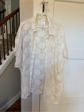 La Blanca White Sheer Button-Up Top